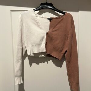 Women’s Cropped Two-Tone Cardigan Sweater